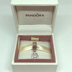 Pandora sterling silver pink CZ peace ☮️ charm